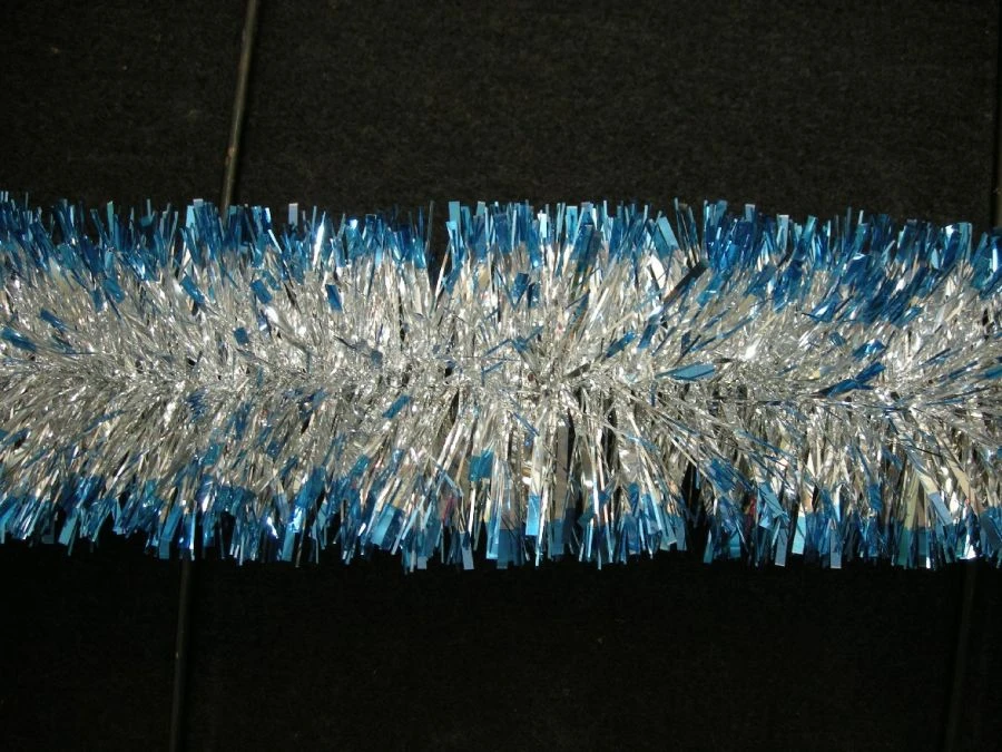 Tinsel 6-ply, length 2M, diameter 7CM, silver with blue