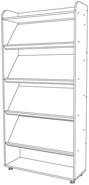 Rack for books (manuals, documents) with inclined shelves (demonstration)
