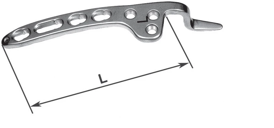 Clavicle plates with 3.5 hook, right and left, article number 451.005.15 R/L