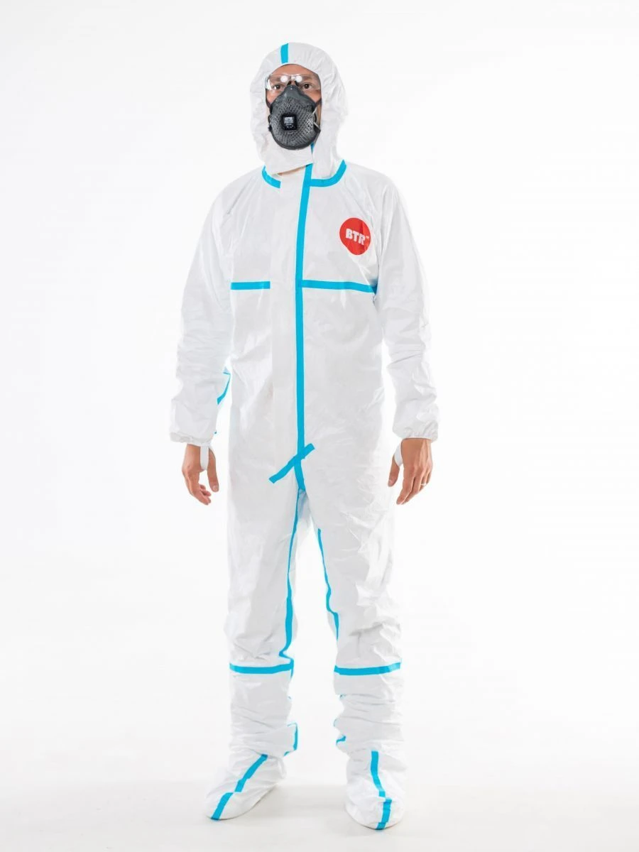 Protective coverall made of nonwoven material (100% polyethylene) for medical limited period of use, size S - XXXL, c p