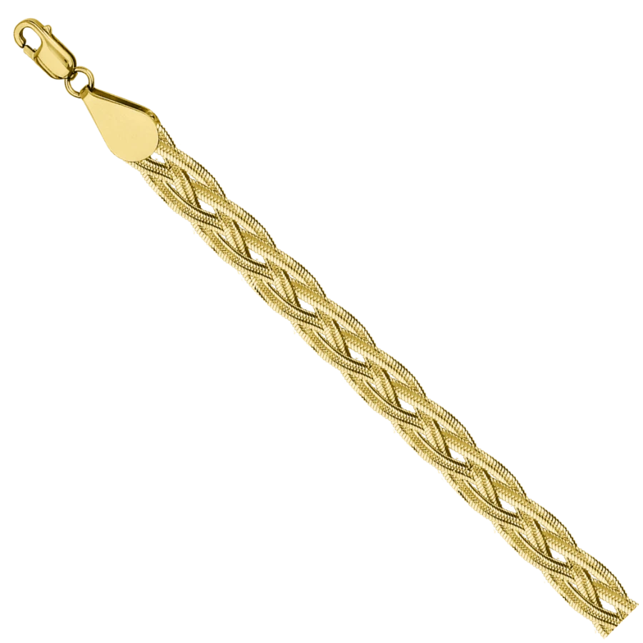 Neck jewellery made of 585 gold Chain green Almond braid of 4 chains NC17-271 0.35MM 40SM 19.27G