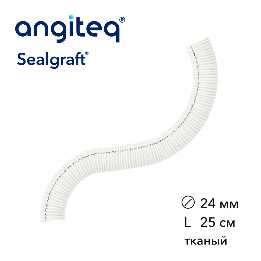 Blood vessel prosthesis synthetic woven linear collagen-coated synthetic fabric D 24mm L 25cm