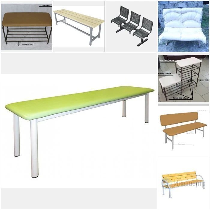 Bench on metal frame