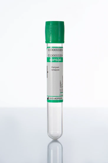 Vacuum tubes for venous blood sampling CORVAY with sodium heparin, plastic Size: 16*100 mm; vacuum volume: 4.5 ml