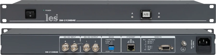 SW-212HDAE - 2-in-1 standby switch for 3G/HD/SD-SDI and DVB-ASI signals