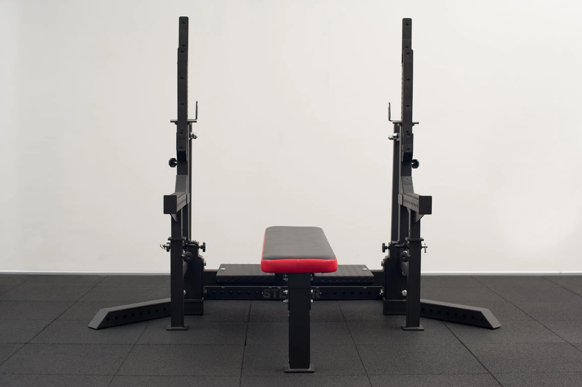 Front view with bench