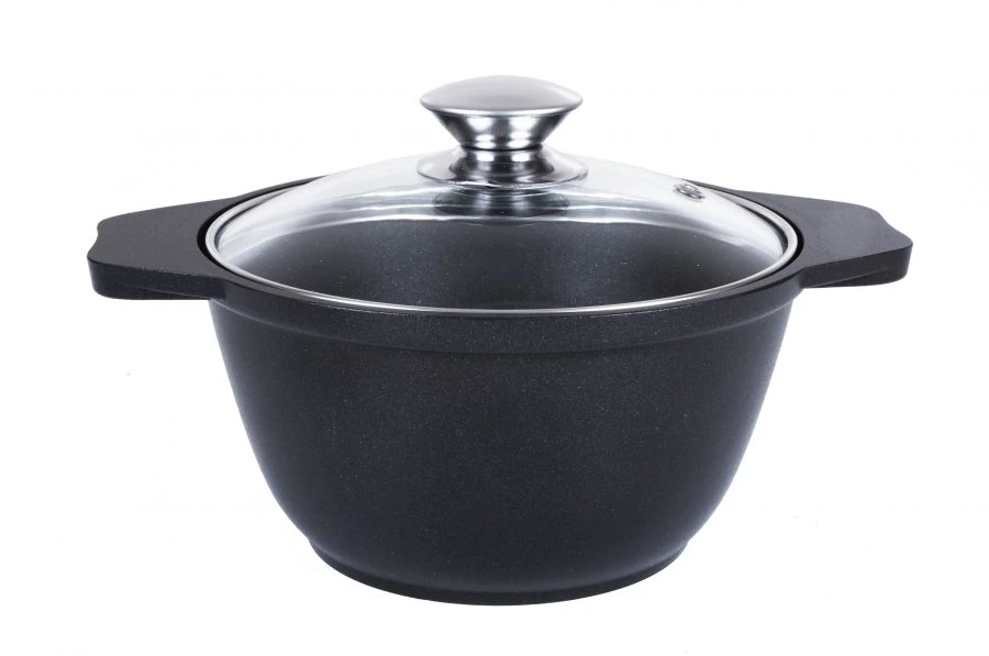 Cast aluminium 1L saucepan (with non-stick coating) TM Kukmara, with glass lid, "Tradition" line