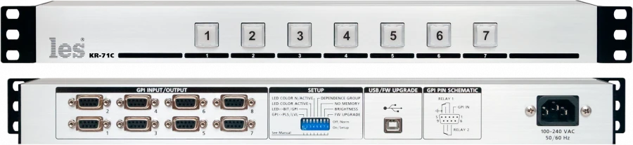 KR-71C - Active control panel. 7 buttons, GPI output/input signals, USB, built-in PSU.