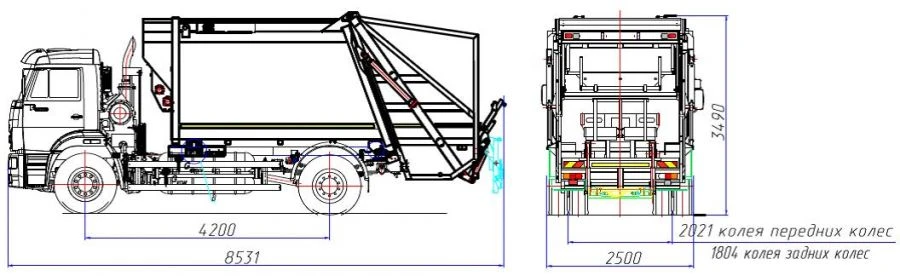 Rear-loading rubbish truck model MK-4543-G6
