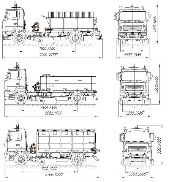 Combined road machine KDM-5340 on the basis of chassis MAZ 5340C5