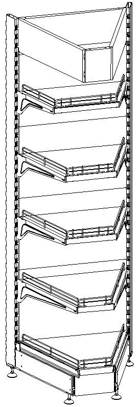 Shelving unit of the fourth type, one-sided, angular (45°), internal ST4-UV (45°)