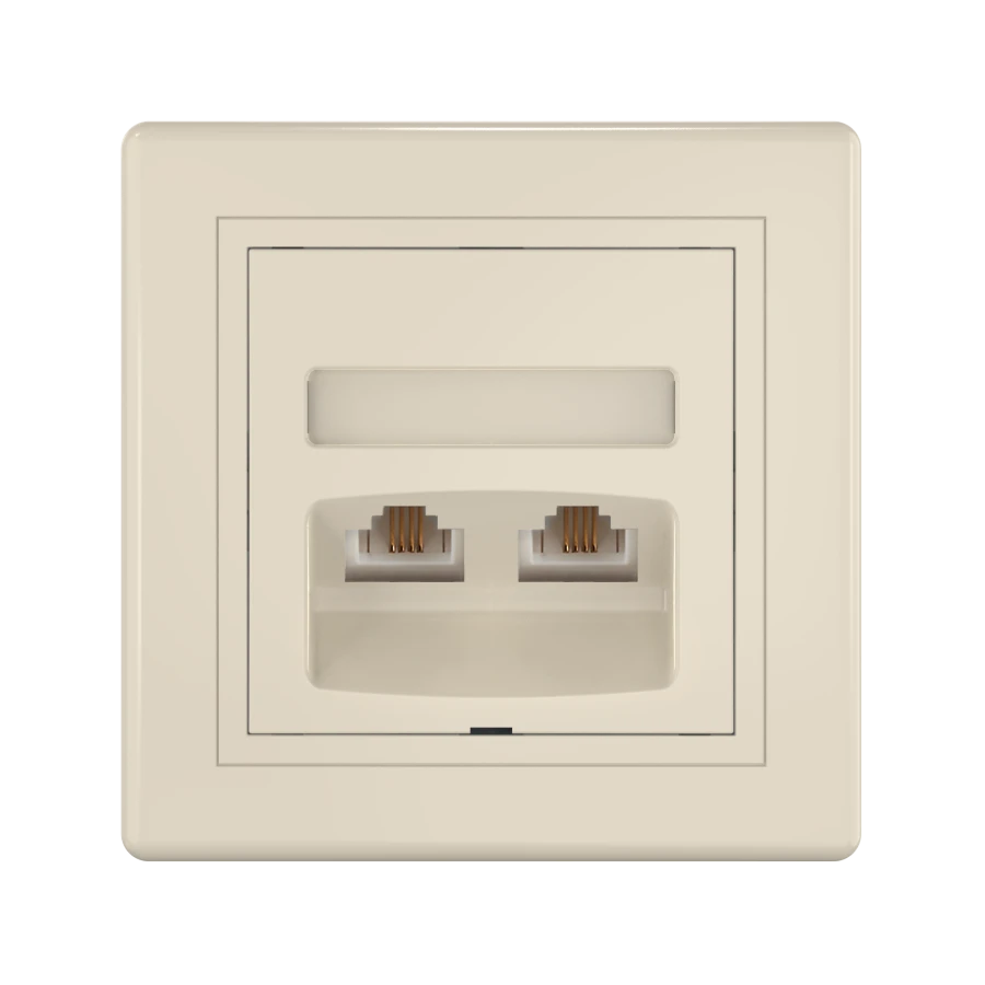 CADUCEUS ALING PRESTIGE Flush-mounted double telephone socket 2xRJ12 6P4C, beige, art. 613.999