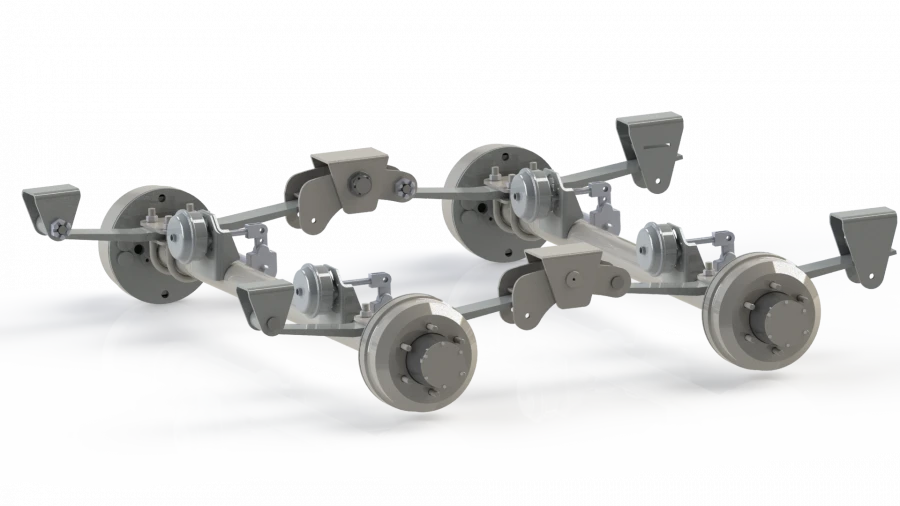Axle unit 5 tonnes axle unit complete with spring-balanced suspension
