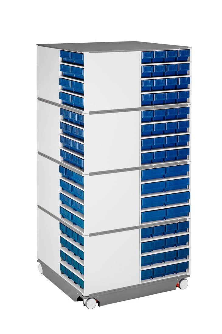 Industrial furniture, including antistatic (ESD) Viking: SP, modular swivelling component storage rack