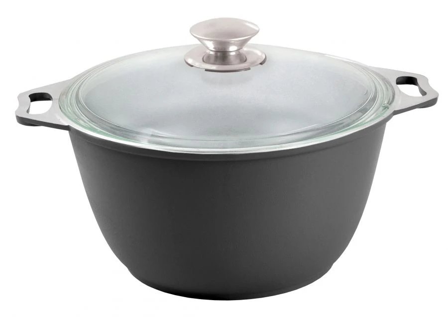 Cast aluminium 4L saucepan (with DP coating) TM Kukmara, with glass lid