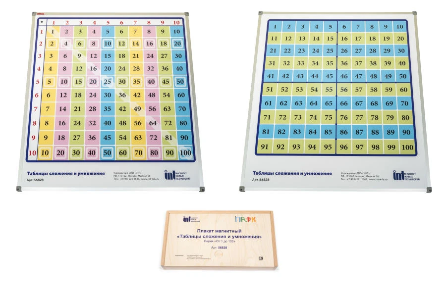 Wooden box for cards "Addition and multiplication table".