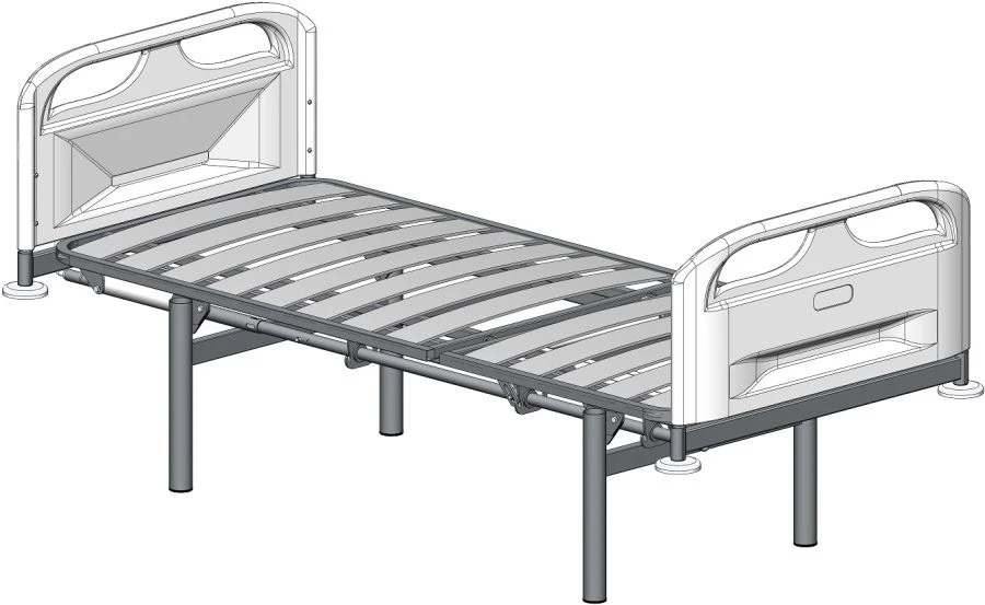 KF0-01-"MSC" (MSC-3105L) - General hospital bed with headrest, without wheels, plastic backrests, bed - plastic lamellas, mechan