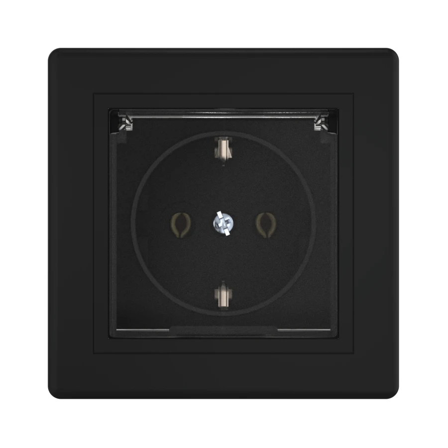 CADUCEUS ALING PRESTIGE Flush-mounted socket outlet with grounding without blinds with cover with plastic base 16A, 250V~, black