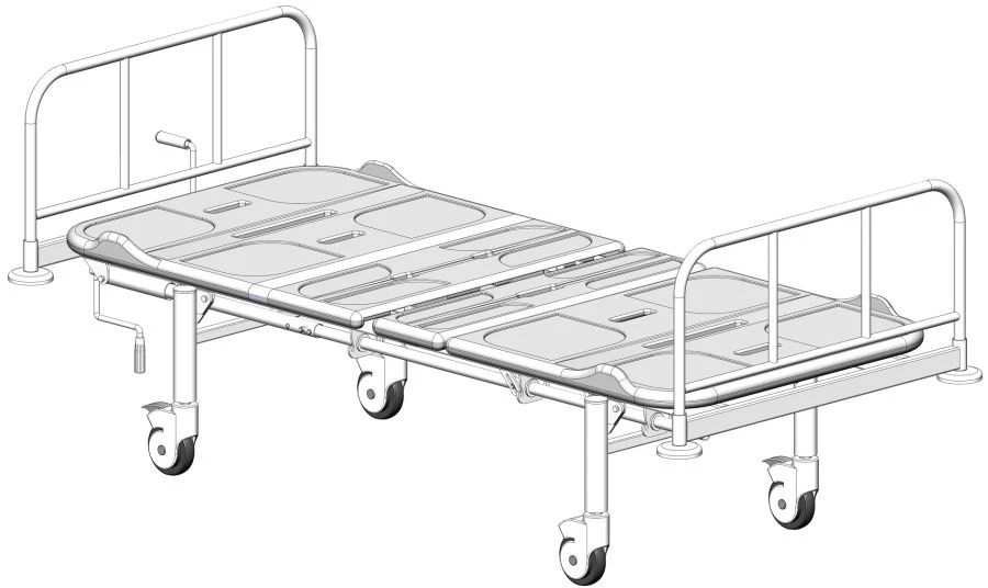 KF2-01-"MSC" (MSC-1102P) - Functional bed, on wheels, metal backrests, plastic bed, mechanically adjustable.