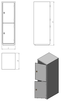 Metal bookkeeping cabinet with two doors, two compartments and a trailer (series ??.?.?.2)