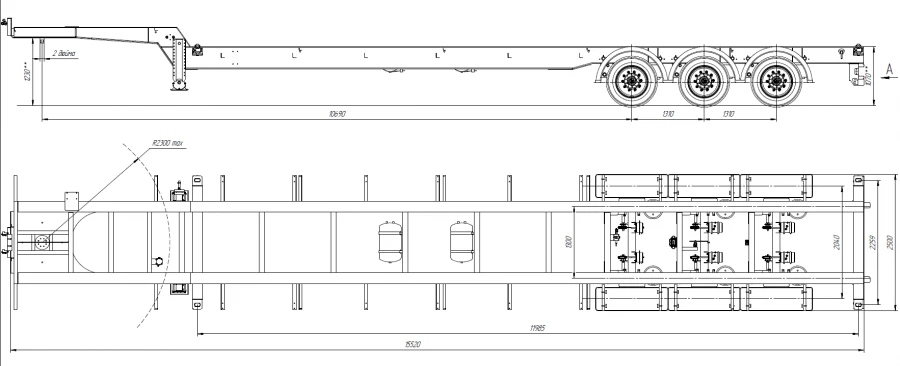 Semitrailer SOTRANS WALLAROO MZSSK3 SK3-1 in loading space version - platform with container locks.