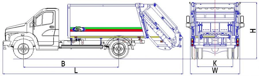 Rear-loading rubbish truck model MK-1541-04