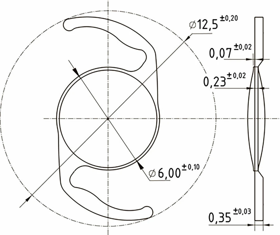 Aquamarine NanoCrystalline intraocular lens in version ACS12.05IOL /KIT