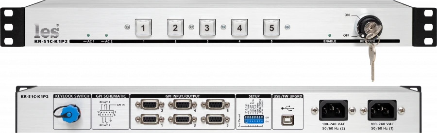 KR-51C-K1P2 - Active control panel, GPI signals, 5 identical channels, 1 enable key, PC control.