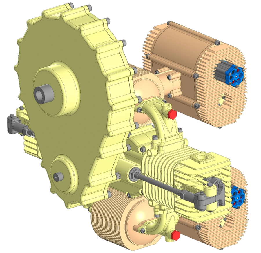Air-cooled two-stroke two-cylinder calibre M-10 internal combustion engine 89,2 kW for UAVs