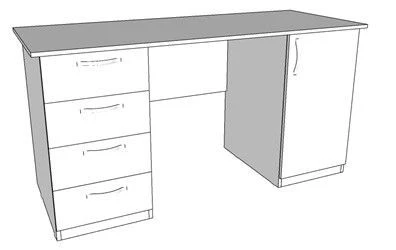 Writing desk (straight, rectangular, working, office) Kombi