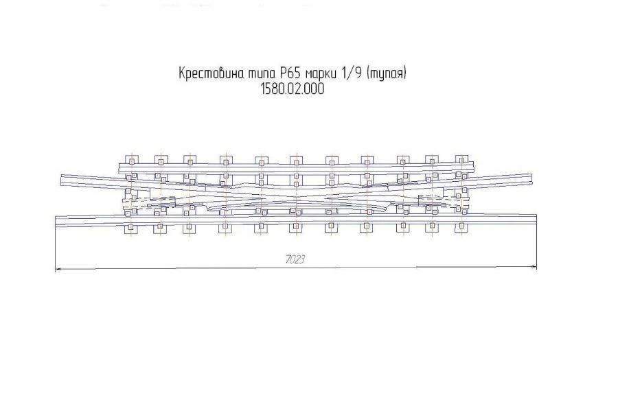 Blunt cross member of type R65 of grade 1/9 of project 1580.02.000