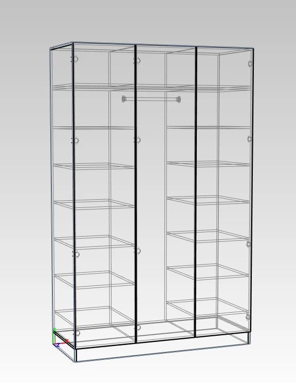 Cloakroom wardrobe closed with mezzanine and shelves