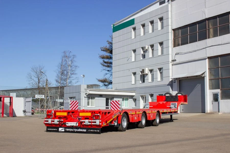 Semitrailer Tverstroimash 993931 modification 0023 - variant - with ramps and gooseneck entry