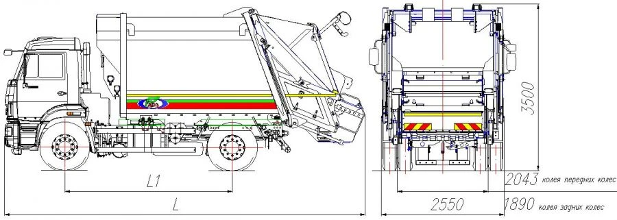 Rear-loading rubbish truck model MK-4545-02