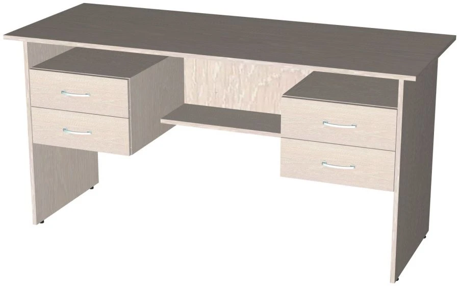 Teacher's desk with 2 hanging bollards with 2 drawers 1500x600x750 mm LDFP 16mm