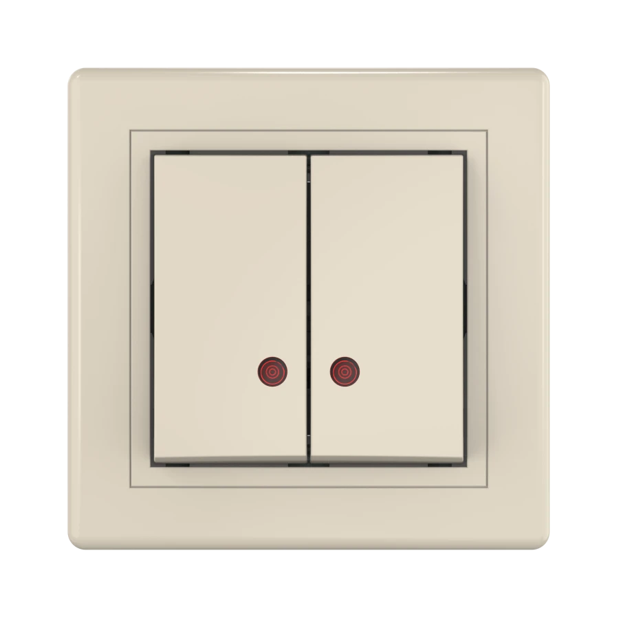 CADUCEUS ALING PRESTIGE Flush-mounted two-way switch with indication 10AX, 250V~, beige, article number 626.999.