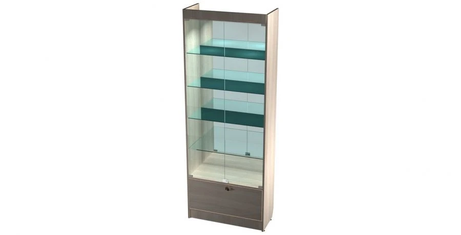 Wide display cabinet with hinged front (with illumination) 800x350x2150mm (WxHxH)