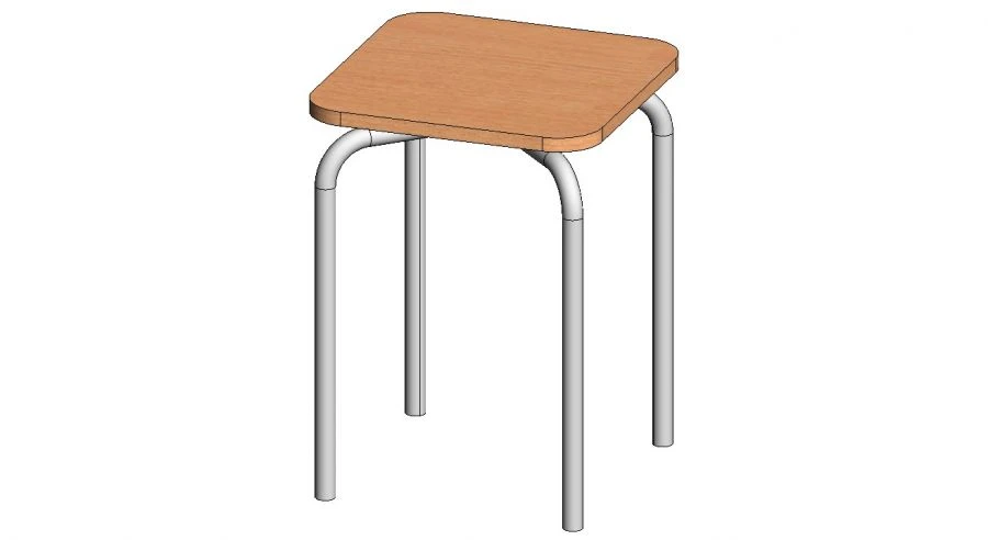 Stool with seat made of laminated wood chipboard. Model: Tt-1