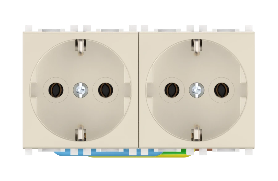 CADUCEUS ALING Experience Double flush-mounted earthed socket without blinds 2x16A, 250V~, 2x2M, beige, art. 74112.9