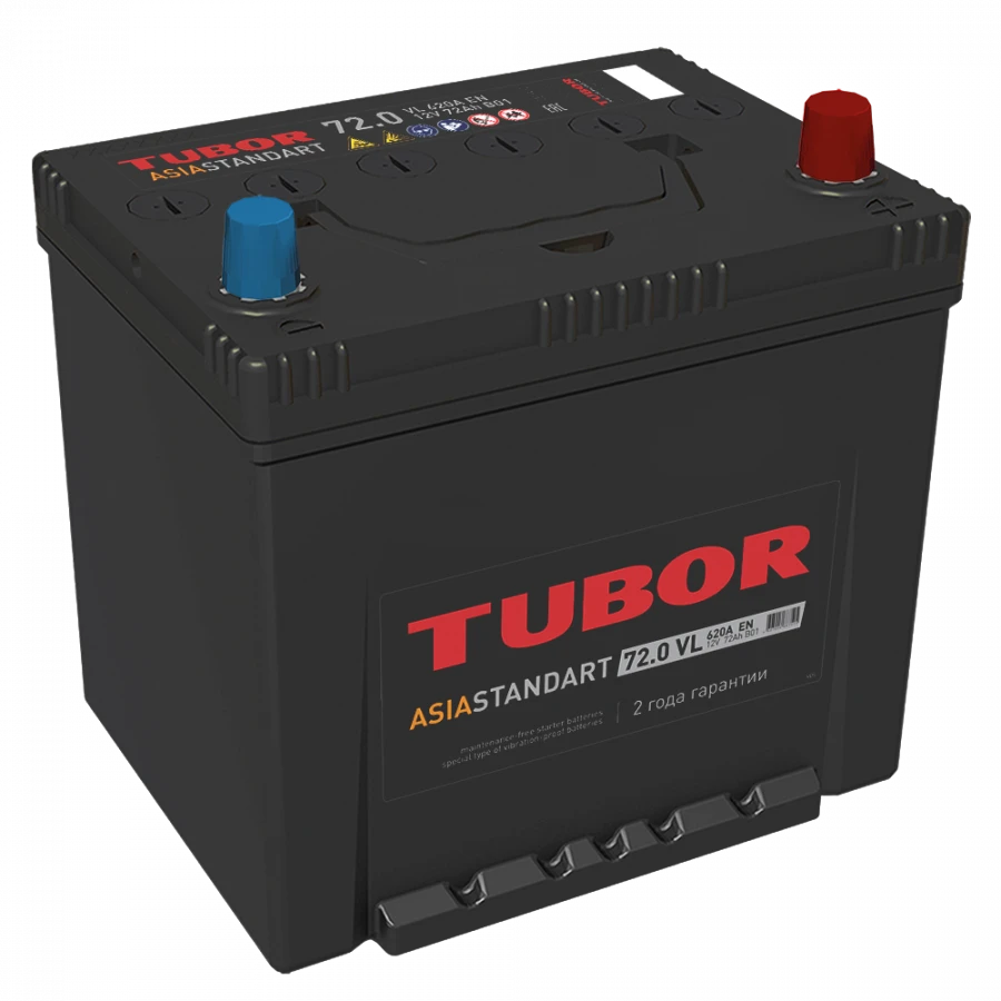 Lead-acid starter battery TUBOR ASIA STANDART 6ST-72.1(0) VL V01