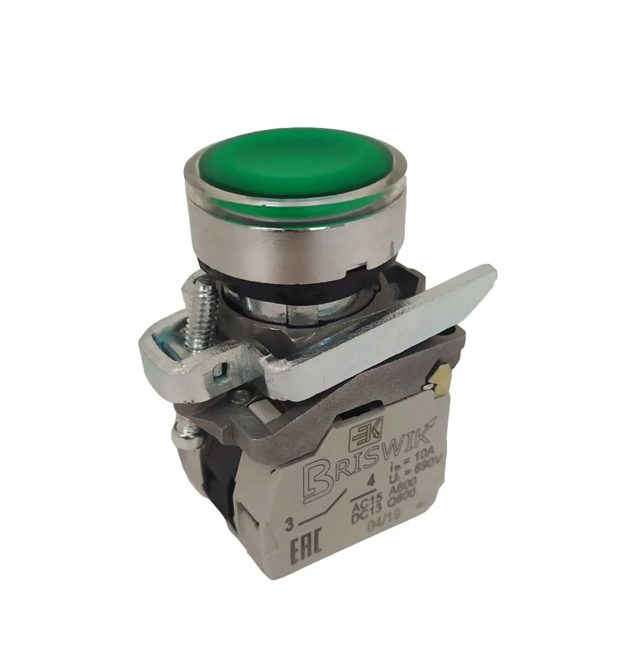 Illuminated cylindrical pusher switch 22mm metal (CME 4LC)