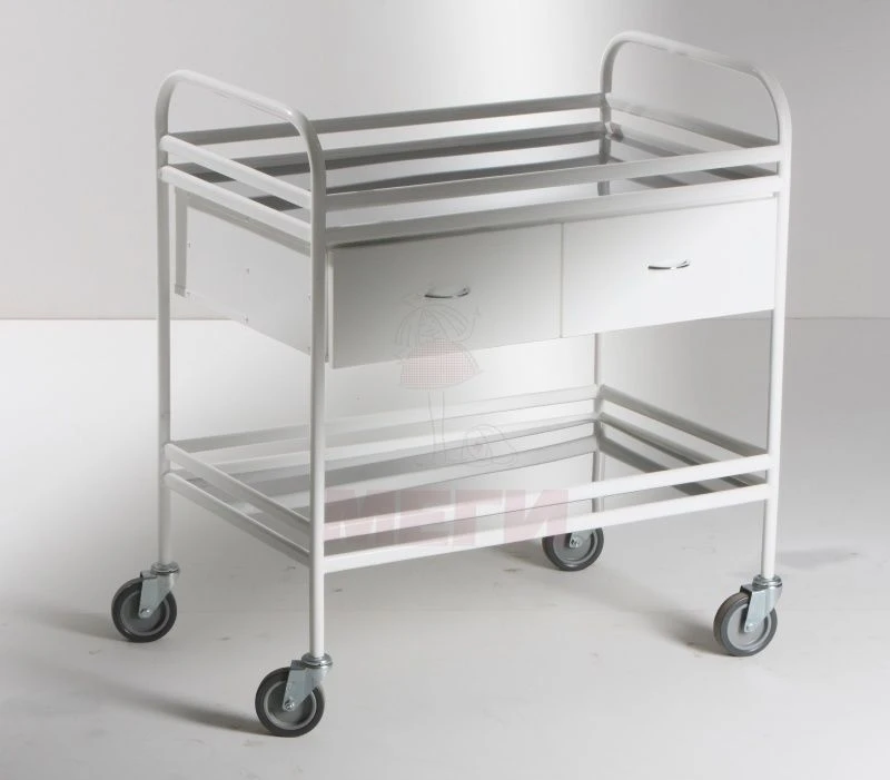??549-02-???(???-549-02) Mobile metal manipulation table, with sides, on wheels, with two stainless steel shelves