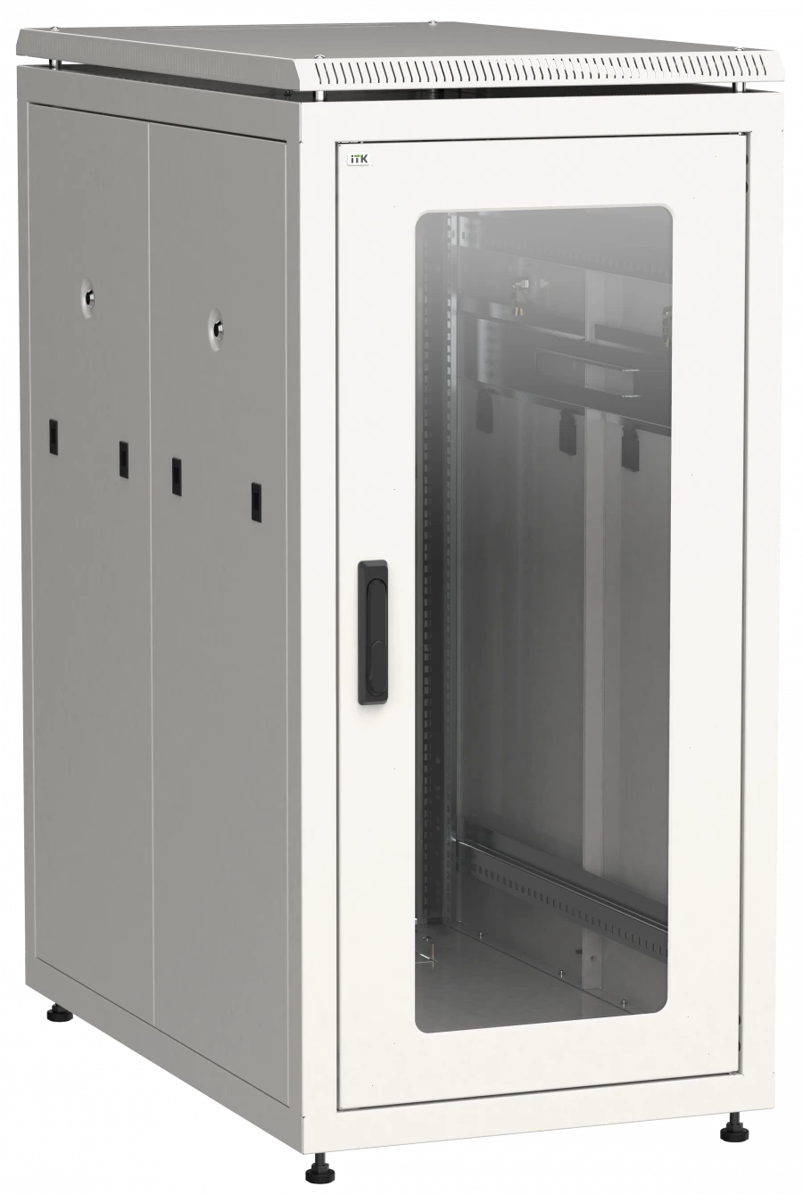 LN35-24U61-GP ITK Network cabinet 19" LINEA N 24U 600x1000 mm glass front door, rear perforated grey