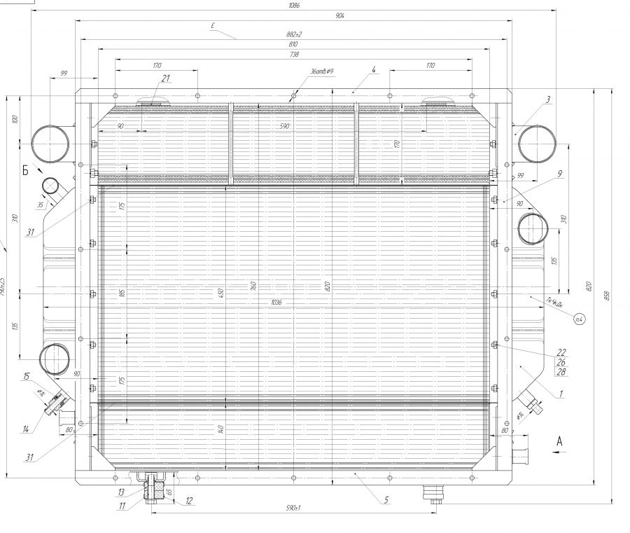 Block of radiators D442G-1301.000-33