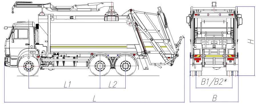 Rear-loading rubbish truck model MK-4547-07