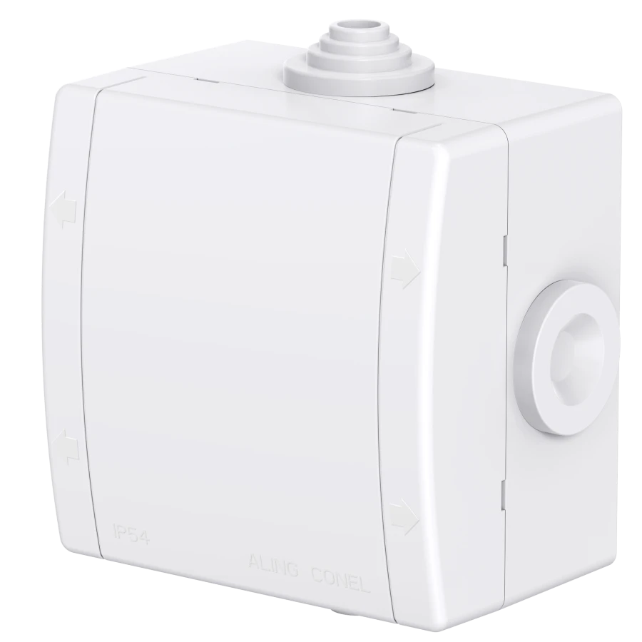 CADUCEUS ALING POWER Junction box for open wiring 80x80x55, 4 entries, IP54, 500V~, lid push-fastening,