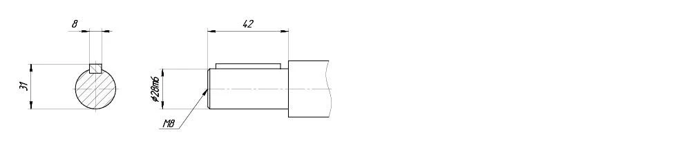 MVz-80 — Cylindrical Output Shaft Dimensions