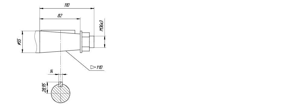 MVz-160 — Conical Output Shaft Dimensions