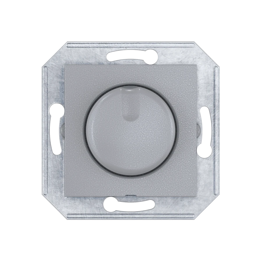 CADUCEUS ALING PRESTIGE Flush-mounted rotary push dimmer switch 40-400VA, 230VAC, 50 Hz, silver, art. no. 60173.2. 60173.