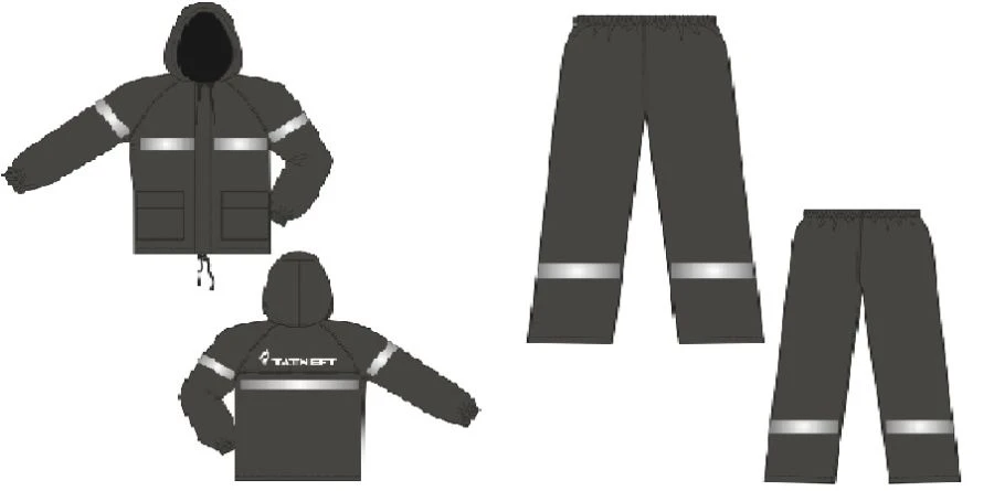 Men's suit (jacket, trousers) for protection against water made of jacket synthetic fabrics with water-repellent finish. Model: